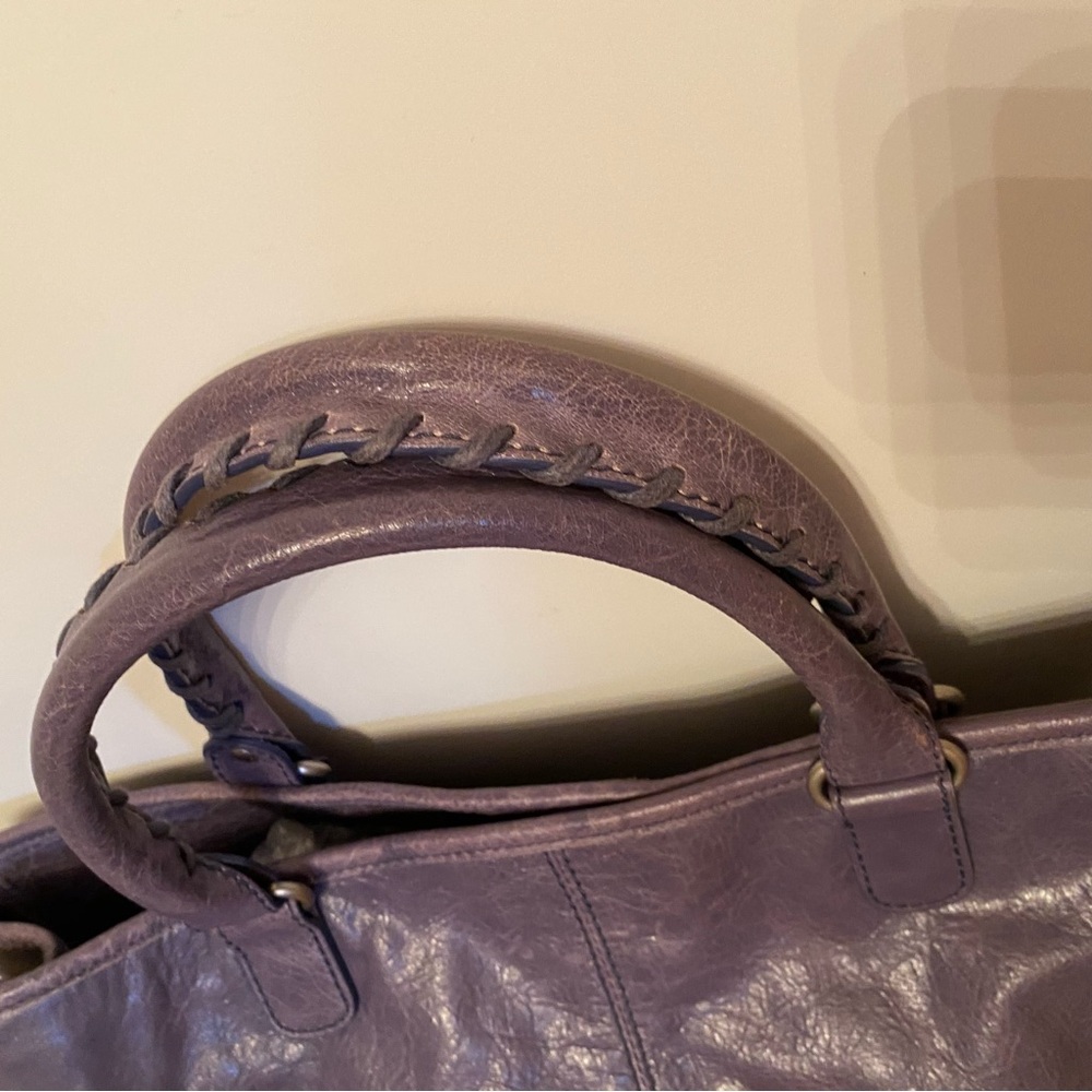 💎BALENCIAGA TOTE BAG PURPLE LEATHER MOTOCROSS HEXAGON CLASSIC ARENA LARGE TRAVEL - Picture 10 of 17